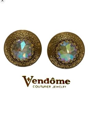 Vintage Vendôme Earrings - Faceted Aurora Borealis Clips